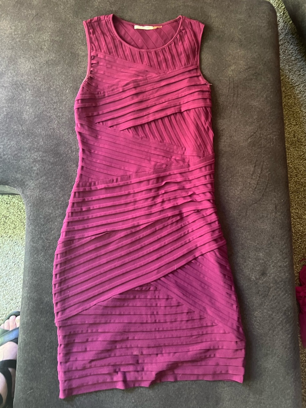 Calvin Klein Sleeveless Bandage Mini Dress in Berry Plum